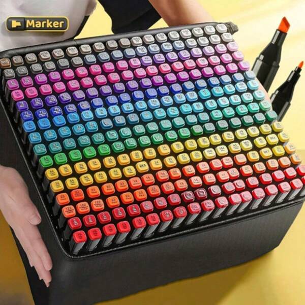 24/30/36/48/60/80/120/168 Colors Dual Tip Art Markers, Alcohol Markers, Sketch Markers Pens Permanent Alcohol Based Markers With Case For Drawing Sketching, Black Barrel, Party Favors, Home Decoration Back To School Supplies