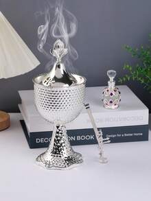 1 Peça/1 Conjunto Queimador de Incenso/Suporte de Incenso de Ferro Fundido Simples e Elegante. Com Tampa, Queimador de Aromaterapia, Decorações, Queimador de Bakhoor, Decoração para Casa.