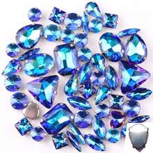 50 件/1 包,银色和金色,彩虹色,混合形状手工缝制水钻玻璃缝制装饰珠平背金属底座带孔宝石闪亮水晶 DIY 配件针线材料缝制石头水钻珠用于装饰衣服、连衣裙、包、鞋子、胸针、耳环、手工艺品 DIY。 - 七彩 多色 - 查看 8