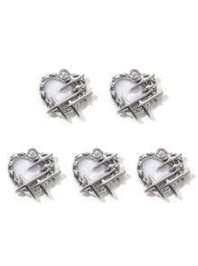 7/14 件随机 Y2K 风格白色吊饰类型包括心形和蝴蝶结吊坠、DIY 项链、手链和耳环配件材料 - 白色 - 查看 6