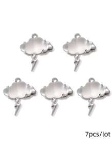 7/14 件随机 Y2K 风格白色吊饰类型包括心形和蝴蝶结吊坠、DIY 项链、手链和耳环配件材料 - 白色 - 查看 17