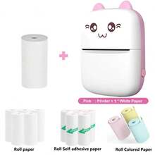 便携式迷你打印机,带热敏卷纸的袖珍热敏打印机,用于照片图片办公室收据标签注释二维码无墨打印的无线智能打印机,带有 IOS Android 应用程序:有趣的打印连接、万圣节 DIY 胶带装饰、圣诞礼物 - 彩色 - 查看 5