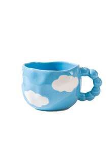 Joivida 1 件珍珠柄陶瓷咖啡杯，可爱蝴蝶图案陶瓷茶杯，家用带边早餐杯，适合夏季冷饮，冬季热饮，适合各种场合