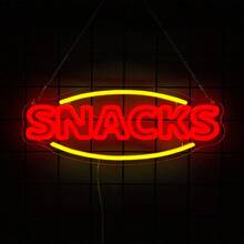 Letrero de neón de snacks, letrero de bar de snacks para decoración de pared de arte, tienda de pasteles y dulces, puesto de snacks, cueva de hombre, bares de café, letrero de luz de neón de snacks coloridos, alimentado por USB, fácil de instalar. - luz policromática - Ver 7