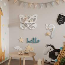 2pc Butterfly Shaped Nursery Wall Deor Floating Shelf, Cute Wall Display Rack For Kid's Room, Small Decorative Shelf Wall Mounted - 白色 - 查看 7