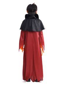 Set costume di Ognissanti da 4 pezzi per bambini, tema demone zucca - maschera spaventosa, accappatoio, mantella e guanti per andare a chiedere dolcetti, cosplay, feste e travestimenti da bambini