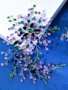 1 pezzo Fascia per capelli da sposa di lusso fatta a mano con cristalli viola e strass verdi, accessorio elegante per capelli da matrimonio, fasce per capelli invernali da donna, fasce riscaldanti per la testa - Viola - Visualizzare 6
