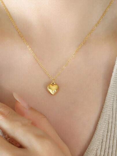 MONALLY 1개 고급 니치 디자인 하트 스테인리스 스틸 목걸이 펜던트 여성 선물, 18K 골드 도금 저자극 일상 착용 주얼리
