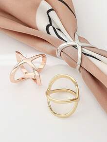 4pcs Gold Napkin Rings, Suitable For Table Decoration, Wedding, Banquet, Party, DIY Decor - Multicolor - View 2