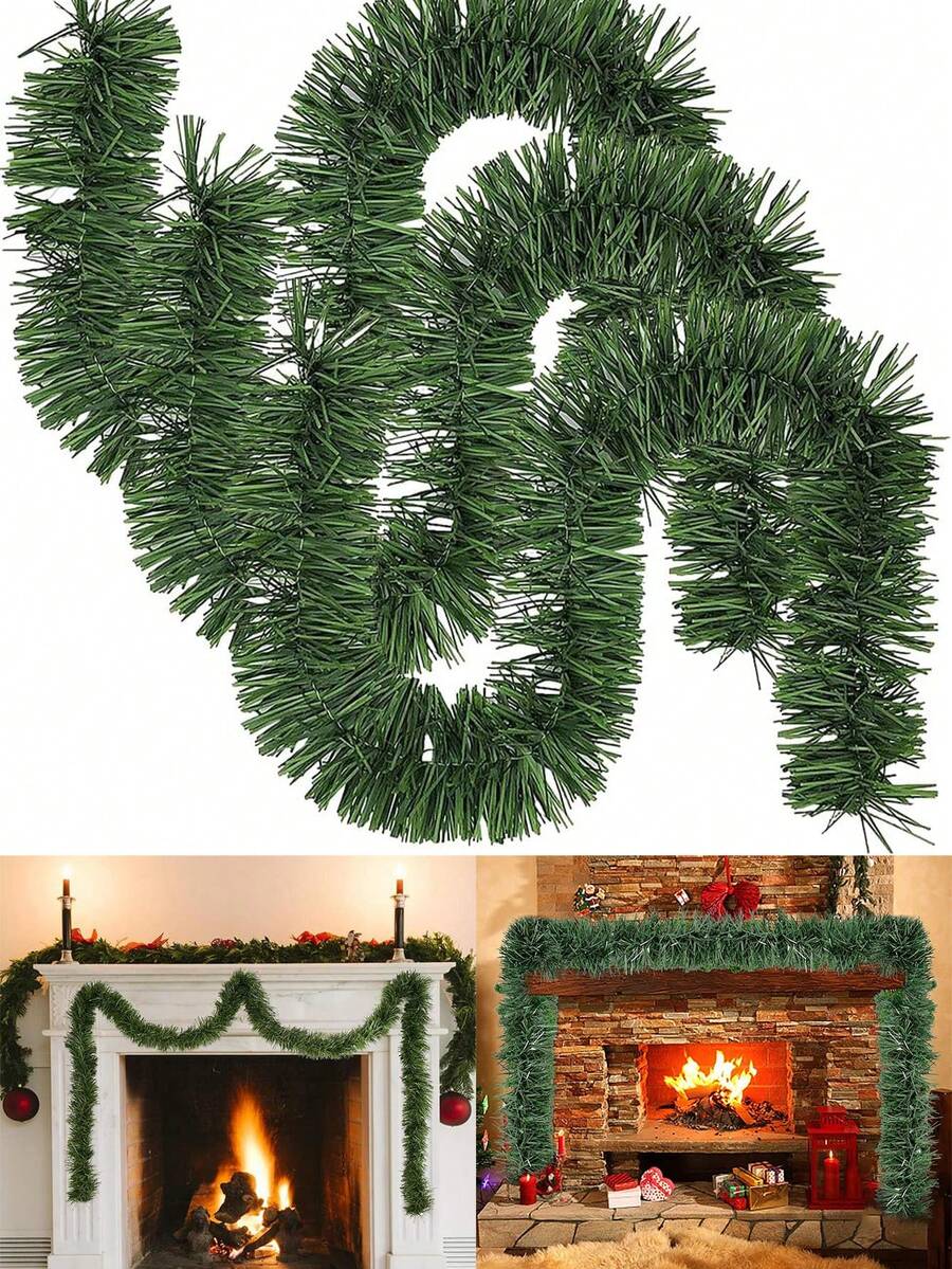 1 Stück 5m grüner Weihnachtsgirlande, künstliche Weihnachtsgirlande, zum Selbermachen von Kränzen, geeignet für Innen- und Außendekoration, Türdekoration, Herbstdekoration für Veranda, Herbstdekoration für Zuhause, Raumdekoration, Heimdekoration, Schlafzimmerdekoration, Weihnachtsdekoration Winter