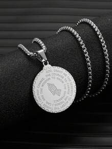 1 Pieza Collar De Oración De Serenidad Para Hombres Con Colgante De Moneda De Oración De Manos Orando Para Mujeres Del Versículo De La Biblia De La Oración Del Señor Regalo De Joyería De Coraje Y Sabiduría Para Niños Acero Inoxidable 24 Pulgadas