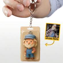 Catygift Llavero con renderizado de IA personalizado a partir de una foto, estilo de figura de juguete de dibujos animados, recuerdo conmemorativo personalizado, llavero con personaje basado en foto apreciada, regalo de Navidad para seres queridos, regalo de condolencia único, ambiente cálido
