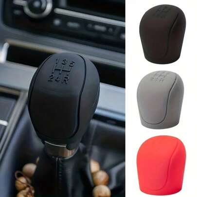 1pc Car Silicone Gear Shift Knob Cover, Anti-Slip Handle Protector, 6-Speed Manual Car Interior Accessory