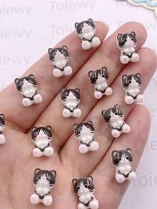 20个混合树脂可爱彩绘迷你猫咪平底卡通艺术石剪贴簿DIY珠宝饰品装饰配件工艺品 - 隨機混裝1個 - 查看 5