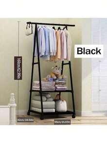 1pc Simple Floor Standing Clothes Hanger Rack, Bedroom Garment Organizer Rack With Dual Bars - Multicolor - View 8
