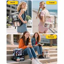 Vorspack Heavy Duty Clear Backpack  Large See Through Bookbag Transparent Backpacks For College, Work, Travel  Apricot