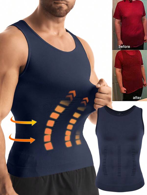 Men's Chest Compression Shirt Shapewear Slimming Body Shaper Belly Tummy Control Seamless Undershirt Shaping Abdomen Vest Underwear Tank Top