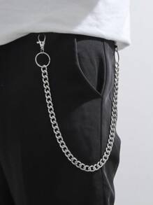 1pc Men's Double Layer Silver Pant Chain, Thick Circle Chain Accessory Suitable For Suit Pants, Everyday Wear Autumn-Winter Accessories Halloween Costume,Suitable For Teens, Youth,Men,Casual, Outdoor, Athletic, Vacation, Graduation Gifts, Birthday, Daily Wear