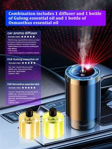 五合一车载香薰机及空气清新剂，USB供电，五种灯光模式，星空投影，五种操作模式，数字显示，可充电，五种精油香氛，适用于汽车、办公室、卧室、酒店、宠物房等场所。 - 黑色 - 查看 10