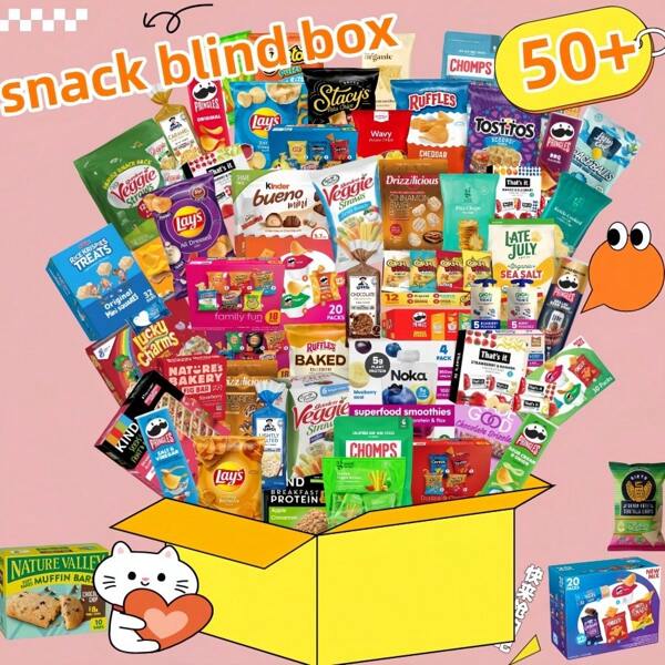 Sold Out Soon! Open The Blind Box And Happiness Will Come Naturally! "Give Your Friends Or Yourself A 'unknown Sweetness' Blind Box - Only When You Open It Will You Know That All Your Fantasies About Snacks Have Been Fulfilled." It Contains All Kinds Of Chocolates, Bubble Gum, Cookies, Potato Chips And Many Other Snacks, Waiting For You To Open. It's A Great Choice To Give To Your Family, Friends And Best Friends During Holidays!! When Placing An Order Of 50 Items Or More, A Hidden Blind Box Will Be Sent