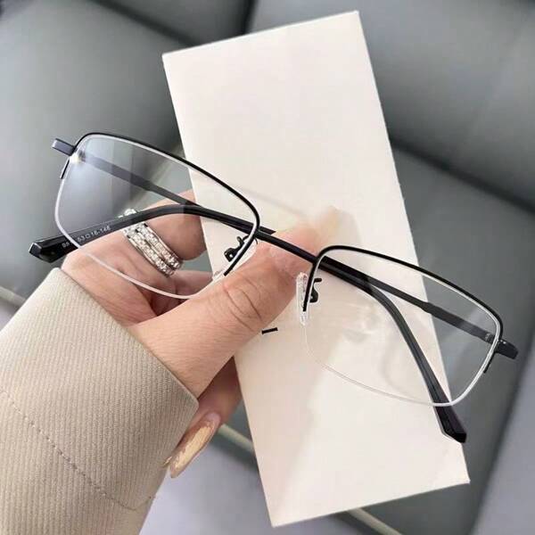 1pc Ultra-Light Alloy Non-Prescription Glasses For Men, Business Optical Glasses, New Plastic & Steel Eyebrow Glasses