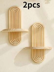 1pc/2pcs Geometric Shaped Wall Hanging Rack, Wooden Floating Shelf, Rustic Style Wooden Wall Mount Storage Rack, Bedroom/Kitchen Wall Mounted Wooden Display Rack, Toilet Wall Hanging Floating Shelf, Small Farmhouse Style Wall Decor, Spring Decor, Mother's Day Perfect Gift, Room Decor, Garden Decor, Wedding Decor, Home Decor, Christmas Decor, Wall Decoration, Christmas Ornaments, Accessories, Gifts, Wreaths, Thanksgiving - Multicolor - View 16