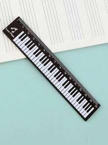 Regla con teclado de piano blanco y negro, herramienta de medición de acrílico con notas musicales, útil papelería duradera para estudiantes y profesionales, accesorio de piano - Regla de piano - Ver 11
