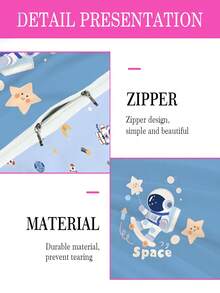 1/3 juego, 1 funda nórdica, 2 fundas de almohada, diseño de astronauta de dibujos animados, tela de 90g, material de poliéster, impresión digital, lavable a máquina, adecuado para niños y niñas, regalo para vacaciones infantiles - Multicolor - Ver 4