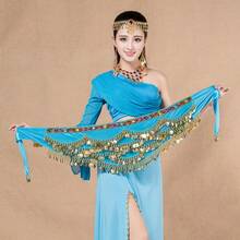 Women's Wavy Belly Dance Waist Belt & Hip Scarf, Women's Sweet Belly Dance Coin Hip Wrap Skirt - Multicolor - View 5