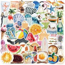 50PCS Summer Stickers Beach Stickers Tropical Stickers Pool Stickers Vacation Stickers Happy Stickers Cartoon Stickers Vinyl Waterproof Stickers For Journaling Computer Scrapbook Luggage Water Bottle Phone - Multicolor - View 6