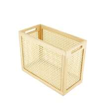 Wood Magazine Holder With Jute Rope HandlesHandcrafted Bamboo Toilet Roll Holder Wicker Magazine Storage Organizer For Bathroom Office And Desk Rectangle Natural 15" D X 6.9" W X 11.8" H. 0.58B0CJR85L6Q[Am]13W96