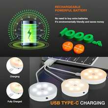 Set Of 3 USB Rechargeable LED Spotlight With Remote Controls, 3 Colours Dimmable, Magnetic, Wireless LED For Kitchen, Hallway, Stairs, Cupboard (CCT) - Multicolor - View 9