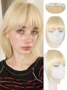12 Inch High-Layered Straight Bangs Wig For Women BB Clip Style Invisible And Traceless Increase Hair Volume Modify Face Shape Straight Bangs Wig Synthetic Heat-Resistant Fiber Wig Suitable For Daily Holiday Party Wear