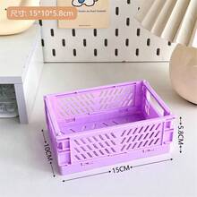 Plastic Foldable Storage Box, Foldable Basket, Stackable Cute Makeup, Jewelry, Toy Storage Box, Portable Plastic Stackable Foldable Stationery Storage Box, Minimalist Cute Student Office Desk Organizer - Multicolor - View 20