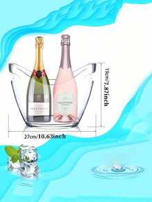 2/3 件装亚克力酒桶带冰勺套装，透明冰桶，户外野餐冰桶，香槟，啤酒便携式水果储物篮，适用于酒吧、厨房、晚宴，户外、露营、鸡尾酒吧配件，适合香槟或啤酒瓶 - 無色 - 查看 5