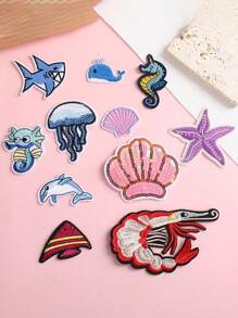 Desene animate drăguț broderie pânză patch de accesorii de îmbrăcăminte biologice marine DIY computer broderie fier adeziv topit poate fi lipit pe haine, potrivit pentru accesorii decorative de îmbrăcăminte pentru pungi.