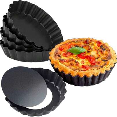 10 pièces, Moule à gâteau amovible au fond, Moule à tarte, Moule à tartelette, Moule à dessert, Moule à muffin, Convient pour la tarte, la cuisson, le gâteau au fromage, le dessert