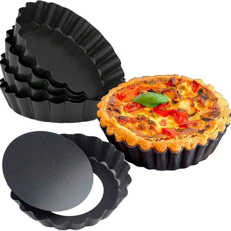 10pcs,Removable Bottom CakeMold, Pie Mold, Egg Tart Mold, DessertMold, Muffin Mold, Suitable For Pie,Baking,Cheesecake,Desser - Multicolor - View 1