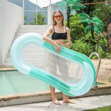1pc Inflatable Swimming Pool Float With Headrest, Adult Sunbathing Lounger Floating Mat, Suitable For Summer Swimming Pool, Lake, Beach Party