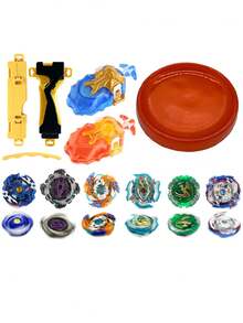 Zestaw 11 zabawek w postaci wirującego bączka z wielokolorowymi uchwytami i wyrzutnią, odpowiedni do walki, różne style, prezent świąteczny