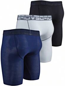Men's Cool Dry Mesh Boxer Trunks 6-Inch Briefs, 3-Pack - 9吋(黑色/海軍藍/白色) - 查看 8