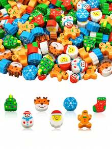 200pcs Christmas Mini Erasers-Various Cartoon Small Erasers, Cute Small Animal Erasers Bulk For Desk Pets Christmas Pencil Erasers Socks Santa Snowflakes Gift Filling Rewards Prizes, Great For Classroom Gifts, Rewards And Party Favors, Classroom Incentive Items, Durable Erasers(Very Mini,Do Not Buy If You Mind)