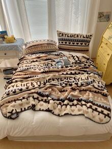 1pc Bohemian Style Double-Sided Printed Thickened Half-Fleece Knitted Blanket/Throw/Towel, Suitable For Office Nap/Sofa/Air Conditioning, Thick Hypoallergenic Knitted Blanket - Luxury Nordic Heart Pattern, Suitable For Bedroom And Sofa, Mixed Color, Multi-Purpose,Fall Decor,Autumn Decor,Room Decor - Coffee Brown - View 6
