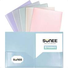 Folders With Pockets 6 Pack Pastel Colors Plastic Folders With Pockets Poly Folders For Documents Letter Size 2 Pocket Folders For Home Office - Multicolored2 - View 1