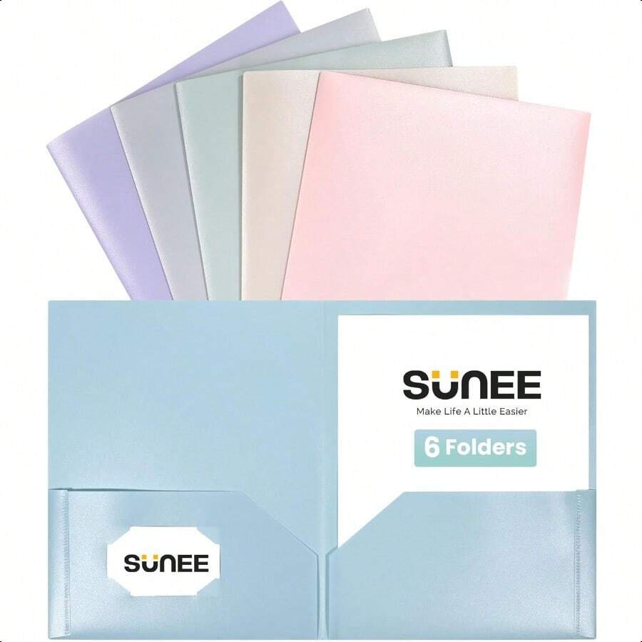 Folders With Pockets 6 Pack Pastel Colors Plastic Folders With Pockets Poly Folders For Documents Letter Size 2 Pocket Folders For Home Office - Multicolored2 - View 1