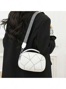 Fashionable Patchwork Small Square Bag, High-End Versatile Women's Bag, Retro Handbag, Shoulder Messenger Bag - White - View 1