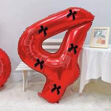 6 件 40 英寸巨型红色数字带黑色蝴蝶结数字气球红色气球数字生日装饰 1 2 3 4 5 6 7 8 9 数字派对庆祝装饰毕业典礼婚礼婴儿洗礼周年派对 - 彩色 - 查看 12