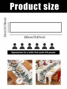 1pc 35*180cm/13.78*70.87inch Christmas Table Runner, Polyester Santa Claus & Snowy Landscape Style Decorative Table Runner, Winter Holiday Decor Fabric Suitable For Farmhouse, Christmas Dinner, Dining Table, Kitchen Festival Decoration - Christmas - View 9