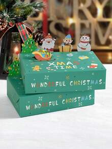 10pcs/20pcs Christmas Cute Critter Cubic Party Gift Box Christmas Candy Folding Gift Carton For Christmas Party, Christmas, Santa Sleigh Gifts, Party Supplies Christmas Surprise Gift Box Back To School, Back To School Supplies - Multicolor - View 5