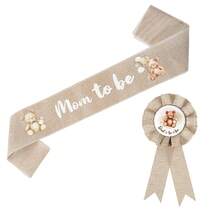 Khăn choàng vải thô trung tính cho mẹ và bé, huy hiệu cho bố và bé, trang trí tiệc tắm cho trẻ em, khăn choàng boho mộc mạc cho mẹ và bé, tiết lộ giới tính cho trẻ. - màu nâu - Xem 2